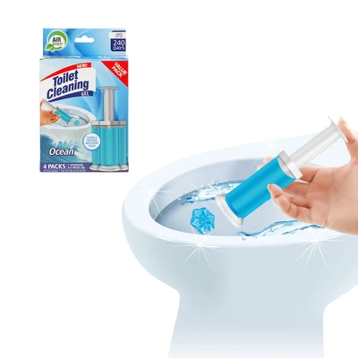 60128, Toilet Cleaning Gel 4 Packs Clean Ocean Fresh Scent 6.43oz with 56 Stamps - Air Fusion, 191554601284