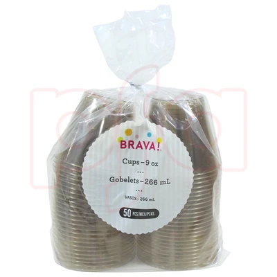 AMS-350741.162, Amscan Brava 9oz Plastic Tumbler 50 Pack Taupe, 192937522899
