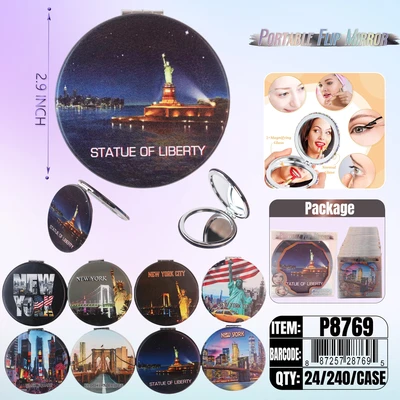 P8769, Portable Flip Mirror New York Skyline Assorted, 887257287695