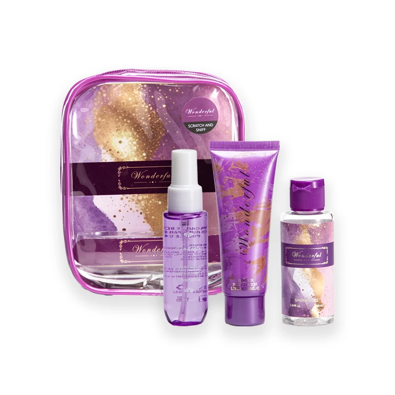 Women's 3pcs Bag Gift Set WONDERFUL 1.02fl.oz Body Mist 2.04fl.oz Shower Gel 1.7fl.oz Body Lotion