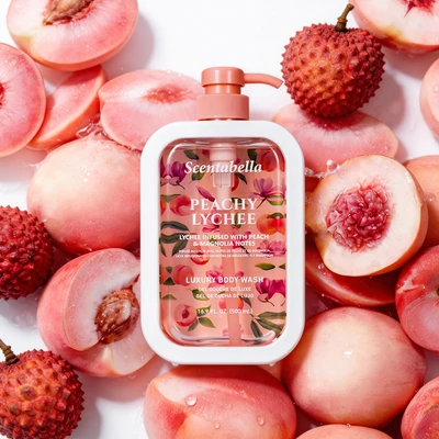 60658, Scentabella Body Wash 16.9oz – Peachy Lychee, 191554606586