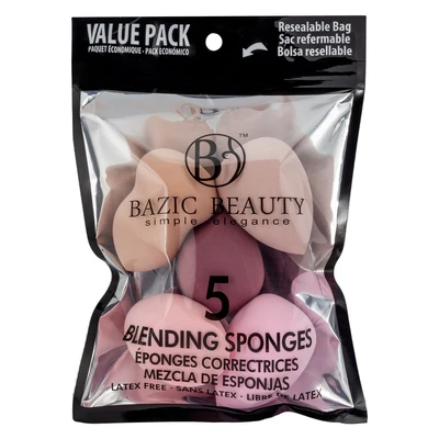 DT20017, Bazic Beauty Make-up Blender Sponge 5pk Colors, 191554200173