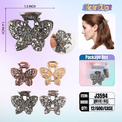 J3594, Hair Clip 2″ Inch with Diamond Assorted, 887257835940