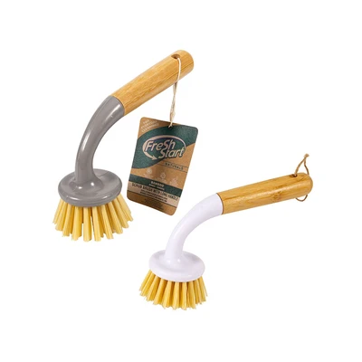 70023-24, Fresh Start Bamboo Long Handle Scrub Brush, 191554700239
