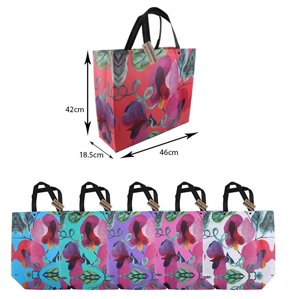49012, Woven Bag Printed Abstract Flowers, 191554490123