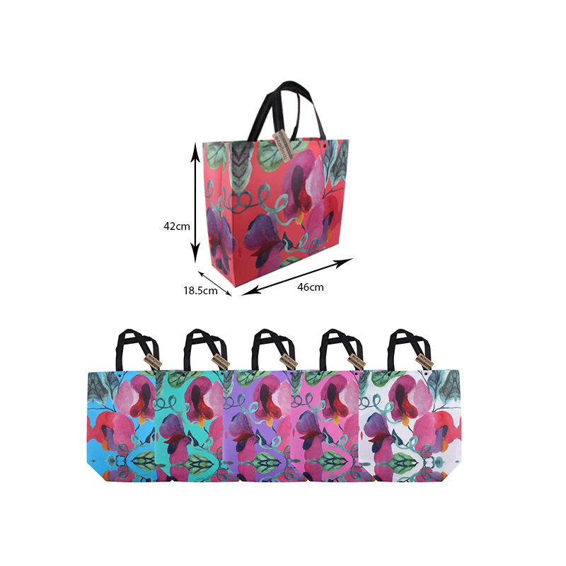 Woven Bag Printed Abstract Flowers