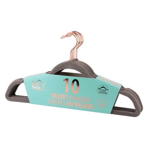 45002, Ideal Home Velvet Hanger 10PK Grey Rose Gold, 191554450028