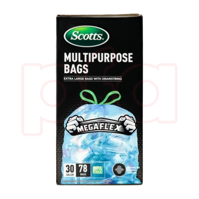ST-30209, Drawstring Trash Bag Flex 30 Gal 78CT Clear Blue - Scotts, 191554302099