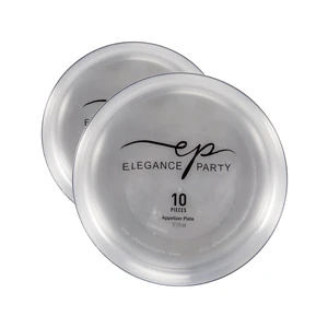 36280, Elegance Party Edge 10PK 7.5" Dinner Plate Clear+Silver, 191554362802