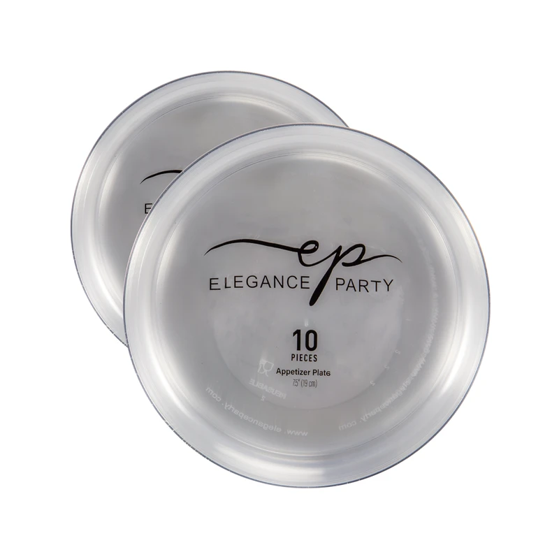 Elegance Party Edge 10PK 7.5" Dinner Plate Clear+Silver