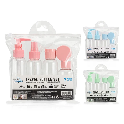 40001, Ideal Travel TSA-Compliant Travel Bottle Set 7PC with Clear Zip Bag, 191554400016