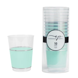 36337, Elegance Party 10PK 12oz Tumbler Clear+Silver+ Mint, 191554363373