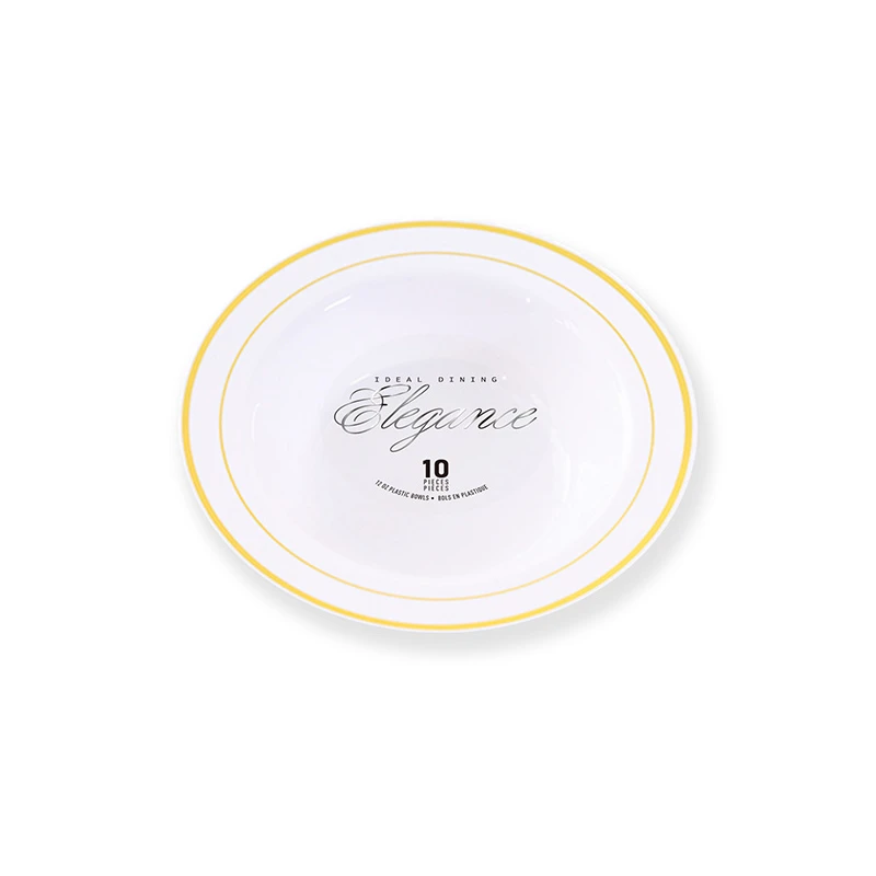 Elegance Bowl 12oz White + 2 Line Stamp Gold