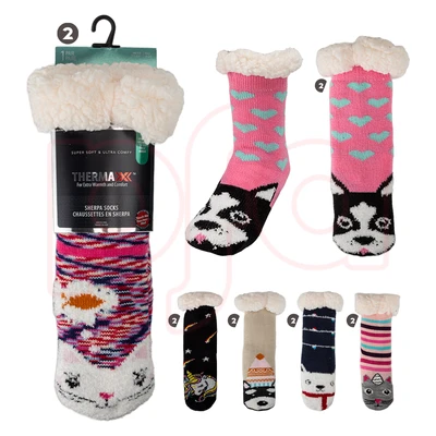 12029, Thermaxxx Kids Sherpa Socks Animals, 191554120297