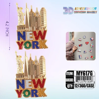 MY617G, New York Souvenir M. Metal Magnet, 887257919046
