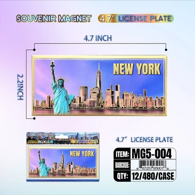MG5-004, NY Souvenir Metallic Magnet 4.7"x2.2", 887257950049