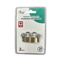 20mm Brass Padlock 2 Pack