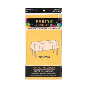 50009, Party Central Heavy Duty Rectangle Plastic Tablecover - Yellow, 191554500099