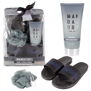 88722, MANDATORY Men's 3pcs Black Silver Slipper Set, 191554887220