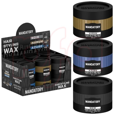 99163, Mandatory Men Hair Wax 150ml Noir/Azure/ Aurum Mix PDQ, 191554991606 191554991613 191554991620