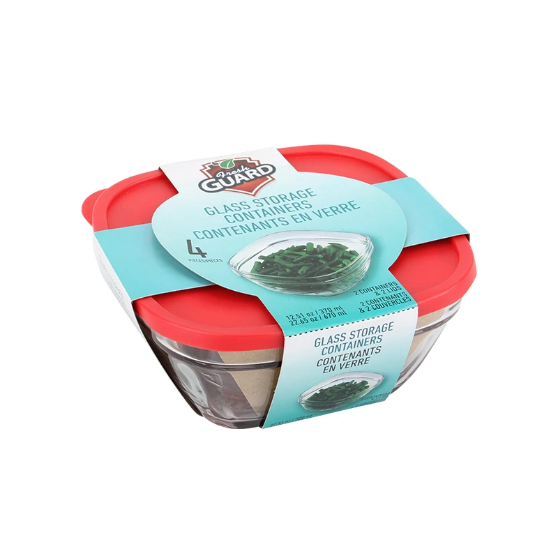 Fresh Guard Glass Container 12.5+22.65oz 4PK Set