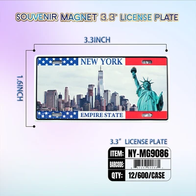 NY-MG9086, License Plate Magnet 3.35“x1.65", 887257990861
