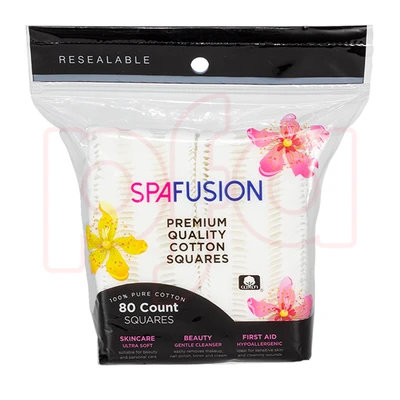 24019, Spa Fusion Cotton Pad Square 80CT, 191554240193