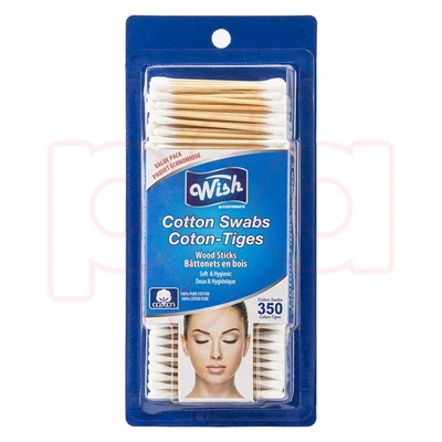 24001, Wish Cotton Swabs 350CT Wood Stick, 191554240018