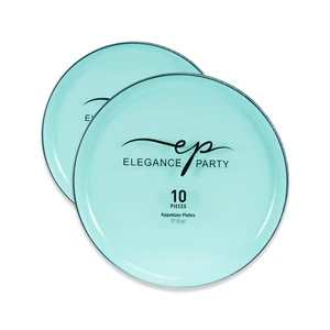 36327, Elegance Party Edge 10PK 7.5" Dinner Plate Mint+Silver, 191554363274
