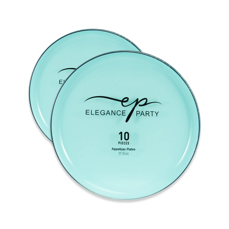 Elegance Party Edge 10PK 7.5" Dinner Plate Mint+Silver
