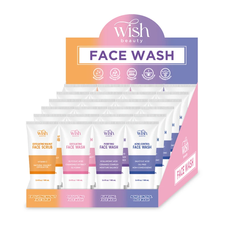 Wish Beauty Acne-Control &Purifying &Exfoliating Face Wash&Exfoliating Walnut Face Scrub