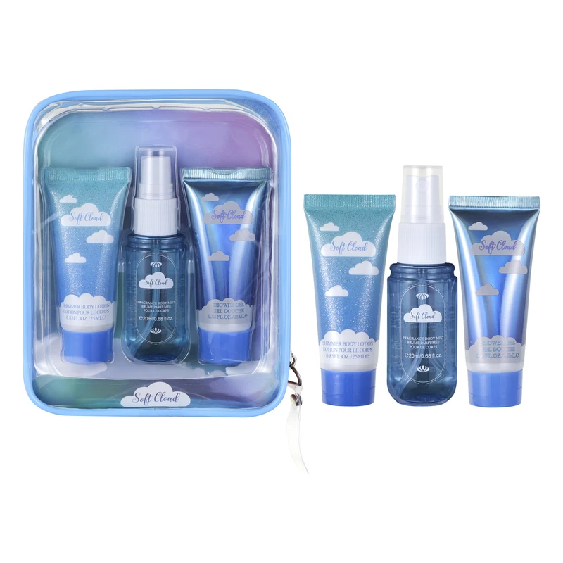 Women's 3pcs Bag Set SOFT CLOUD 25ml/0.85oz Body Lotion 20ml/0.68oz Body Mist 25ml/0.85oz Shower Gel