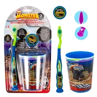 68054, Oral Fusion Kids Toothbrush 3PK w/ Cup Monster Truck, 191554680548