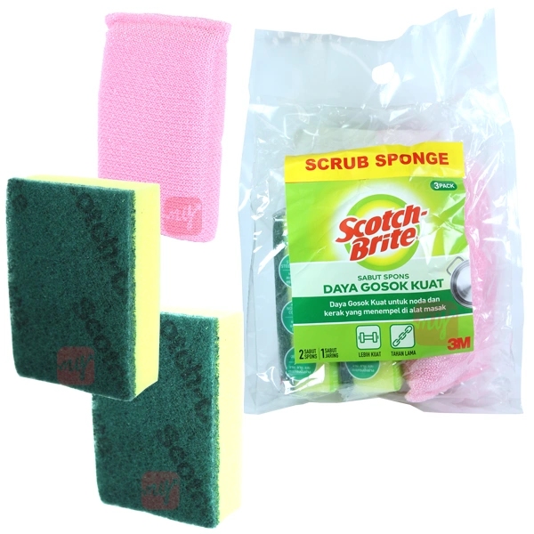 SB3-3PK, Scotch Brite Basic Scrub Sponge 3PK, 8992806144564