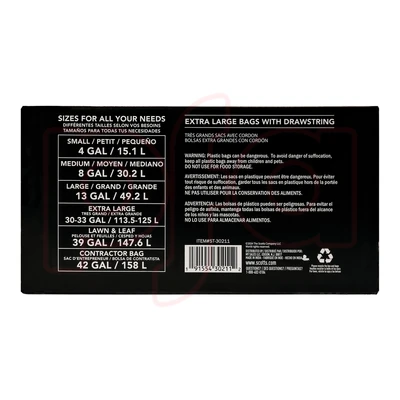 ST-30211, Drawstring Trash Bag Flex 33 Gal 52CT Black - Scotts, 191554302112