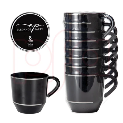 36272, EP 8PK 12.5oz  Tea Cup Black+Silver, 191554362727