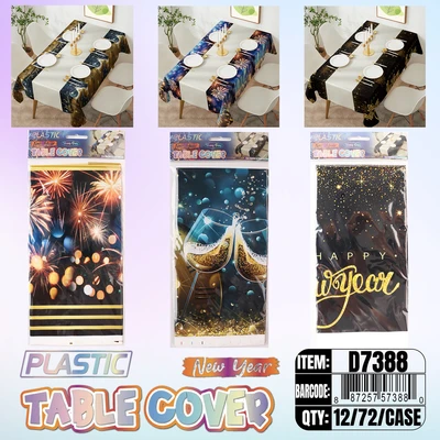 D7388, New Year Table Cover 3x Assorted 54"x108", 887257573880