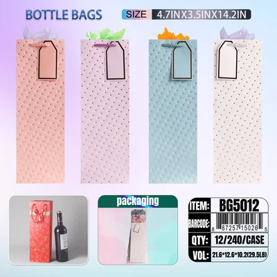 BG5012, Bottle Bags Ast.4-Styles 4.7"x3.5"x14.2", 887257150265