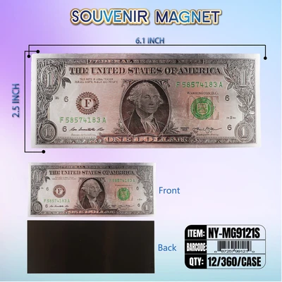 NY-MG9121S, Money Magnet $1 Bill Silver, 887257991219