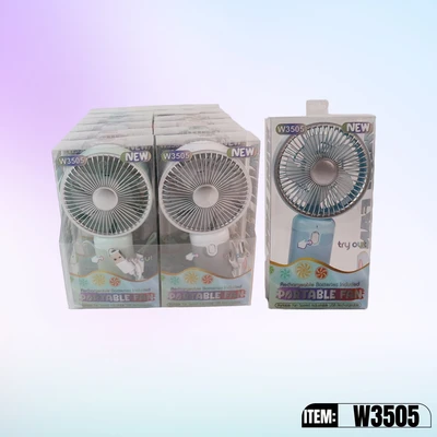 W3505, Rechargeable Portable Fan Assorted Color/PDQ, 887257735059