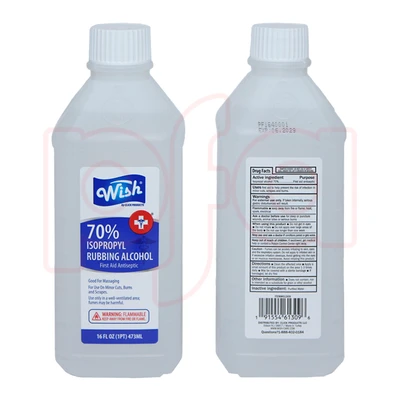 61309, Wish Rubbing Alcohol 16oz 70% Clear, 191554613096