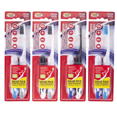 68060, Oral Fusion Folding Travel Toothbrush 2PK Medium, 191554680609