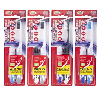 68060, 2PK Folding Toothbrush Medium, 191554680609