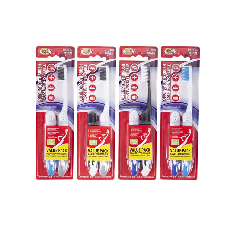 Oral Fusion Folding Travel Toothbrush 2PK Medium