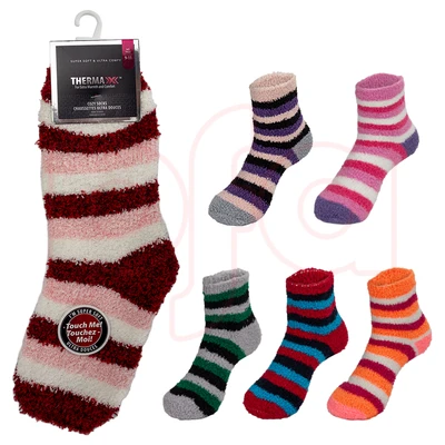 12100, Insulated Winter Socks Fuzzy Stripes, 191554121003