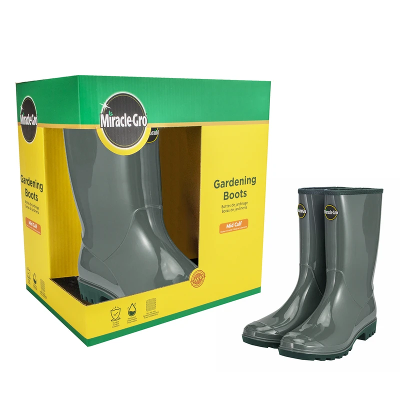 Miracle.Gro Gardening Rain Boots Mid-Calf Solid Dark Grey 6-10 30*19.5*30.2cm