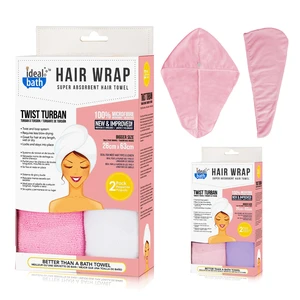 73013, Ideal Bath Hair Wrap Towel 2PK, 191554730137