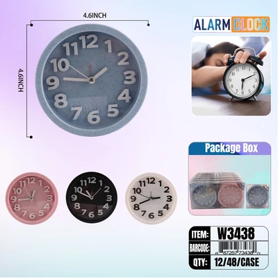 W3438, Alarm Clock  4.6" x4 Assorted Color, 887257734380