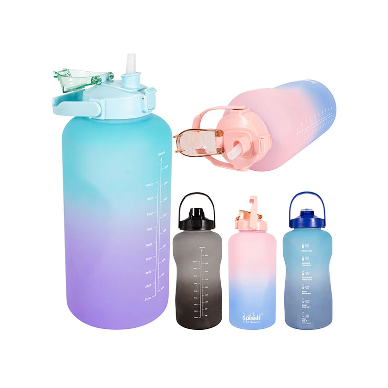 Splash Plastic Bottle 128 oz Flip Cap w/ Lock & Handle Rainbow