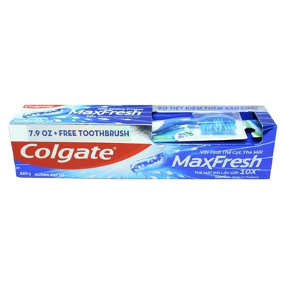 CTP225MF-P, Colgate MaxFresh 225g 7.9oz + Free Toothbrush Peppermint, 8850006932322